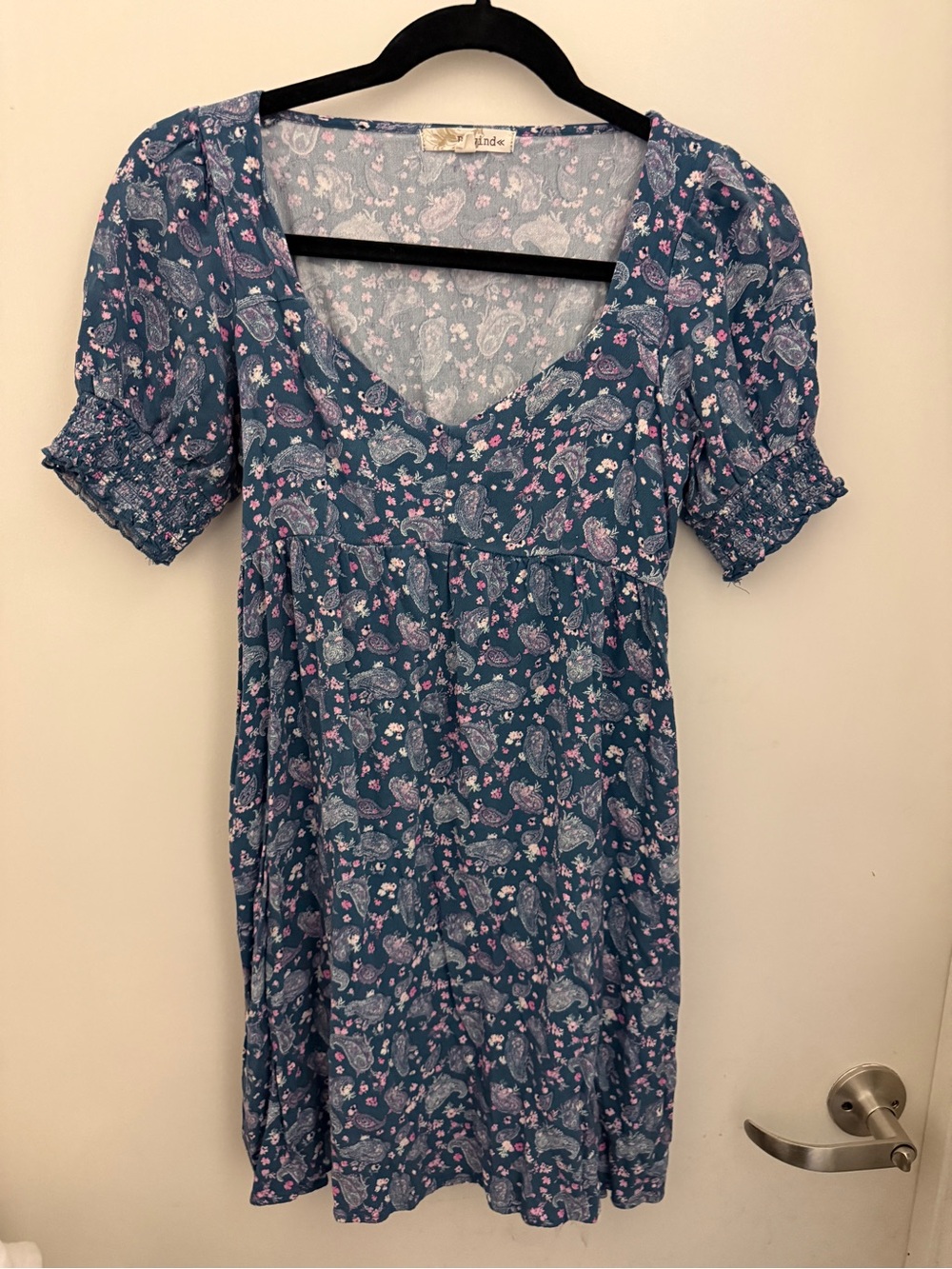 Rewind Blue Paisley & Floral Rayon Dress